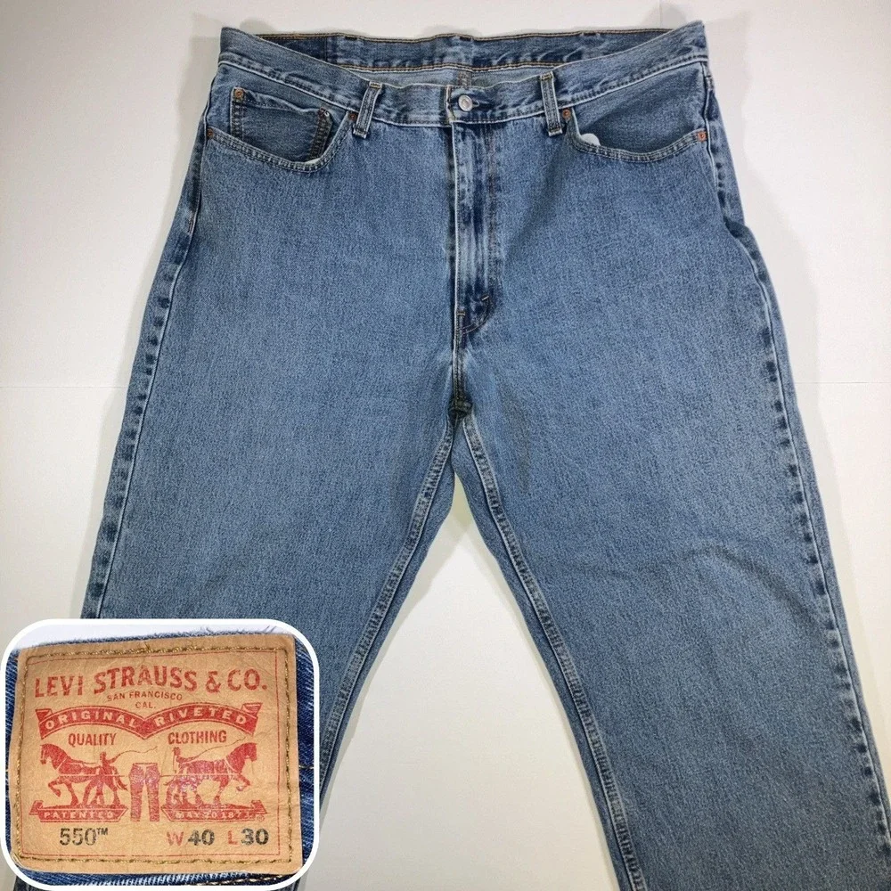 Levi's 550 Relaxed‎ Fit Jeans Mens 40x30 Medium Wash Tapered Blue Denim Pants